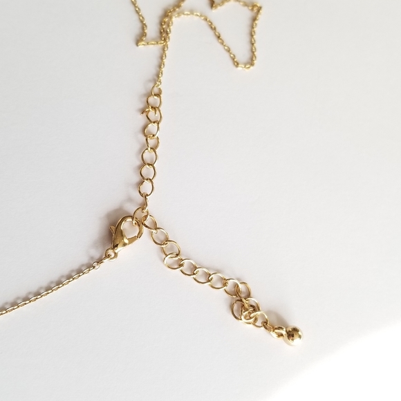 Evil eye hamsa hand Y necklace gold tone fine chain adjustable dainty - Picture 15 of 15